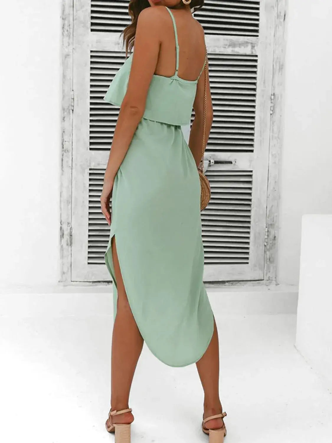 Tied Side Slit Midi Cami Dress - Trendsi - Flyclothing LLC