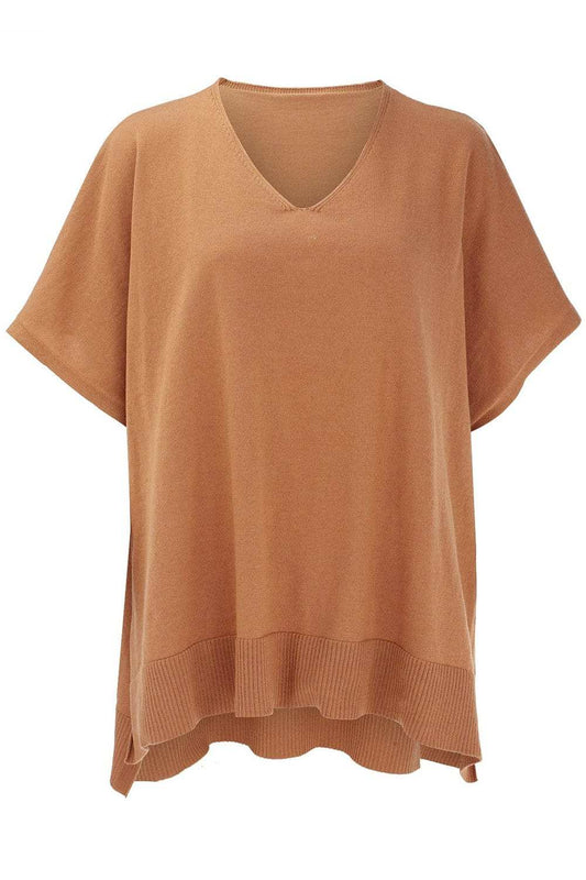 Slit V-Neck Half Sleeve Knit Top - Trendsi - Flyclothing LLC