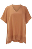 Slit V-Neck Half Sleeve Knit Top - Trendsi