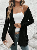 Pocketed Open Front Long Sleeve Cardigan - Trendsi