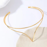 Double Layer V-Shaped Choker Necklace - Trendsi - Flyclothing LLC
