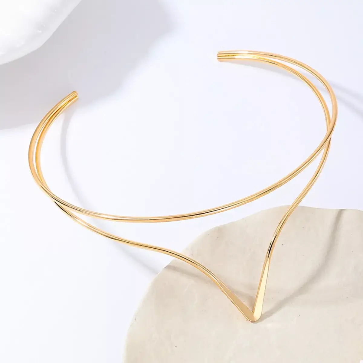 Double Layer V-Shaped Choker Necklace - Trendsi - Flyclothing LLC
