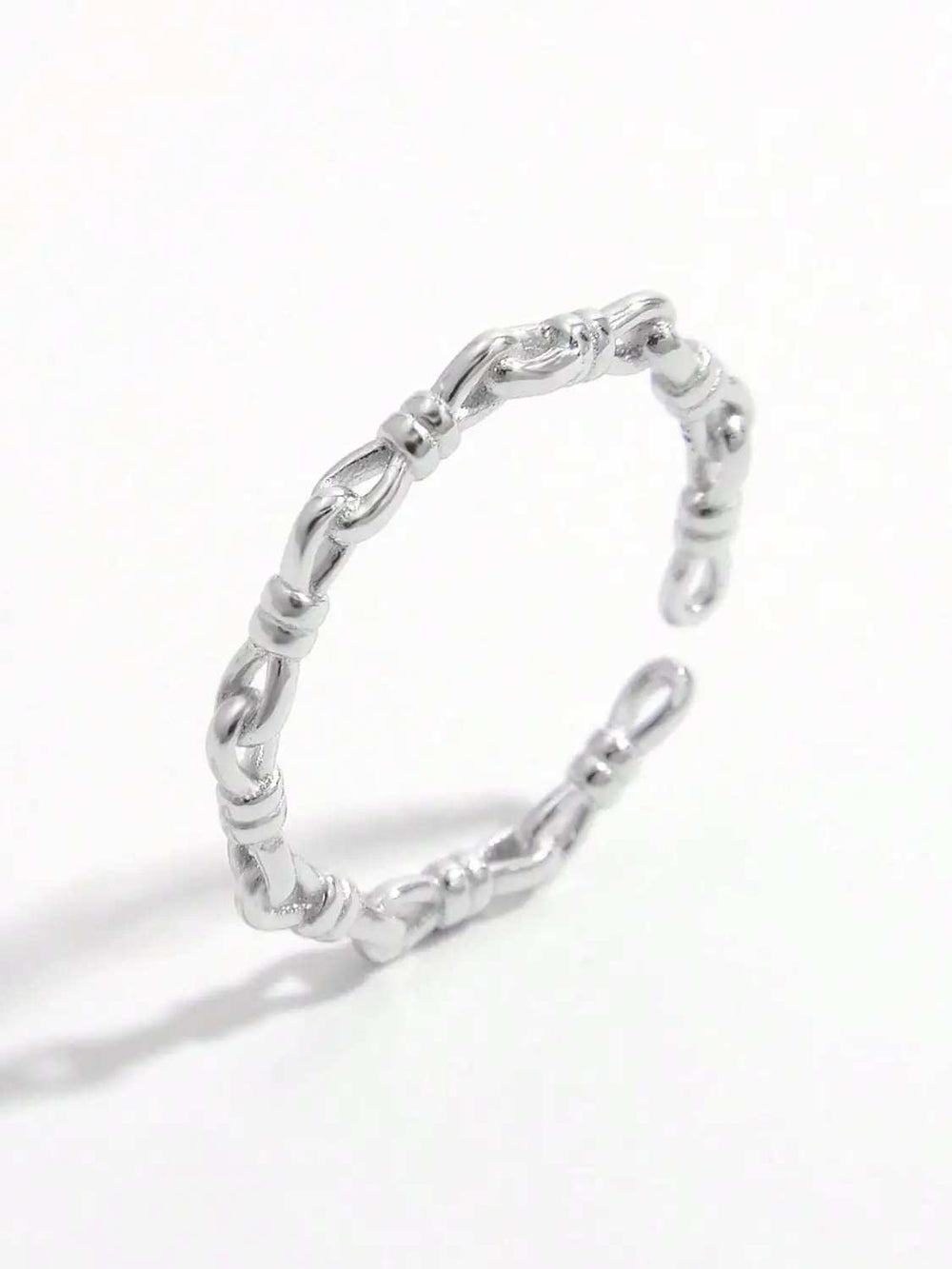 925 Sterling Silver Knot Shape Open Ring - Trendsi - Flyclothing LLC