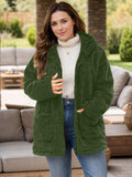Plus Size Zip Up Long Sleeve Hooded Outerwear - Trendsi - Flyclothing LLC
