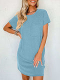 Round Neck Short Sleeve Mini Dress - Trendsi - Flyclothing LLC