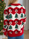 Christmas Element Round Neck Long Sleeve Sweater - Trendsi - Flyclothing LLC