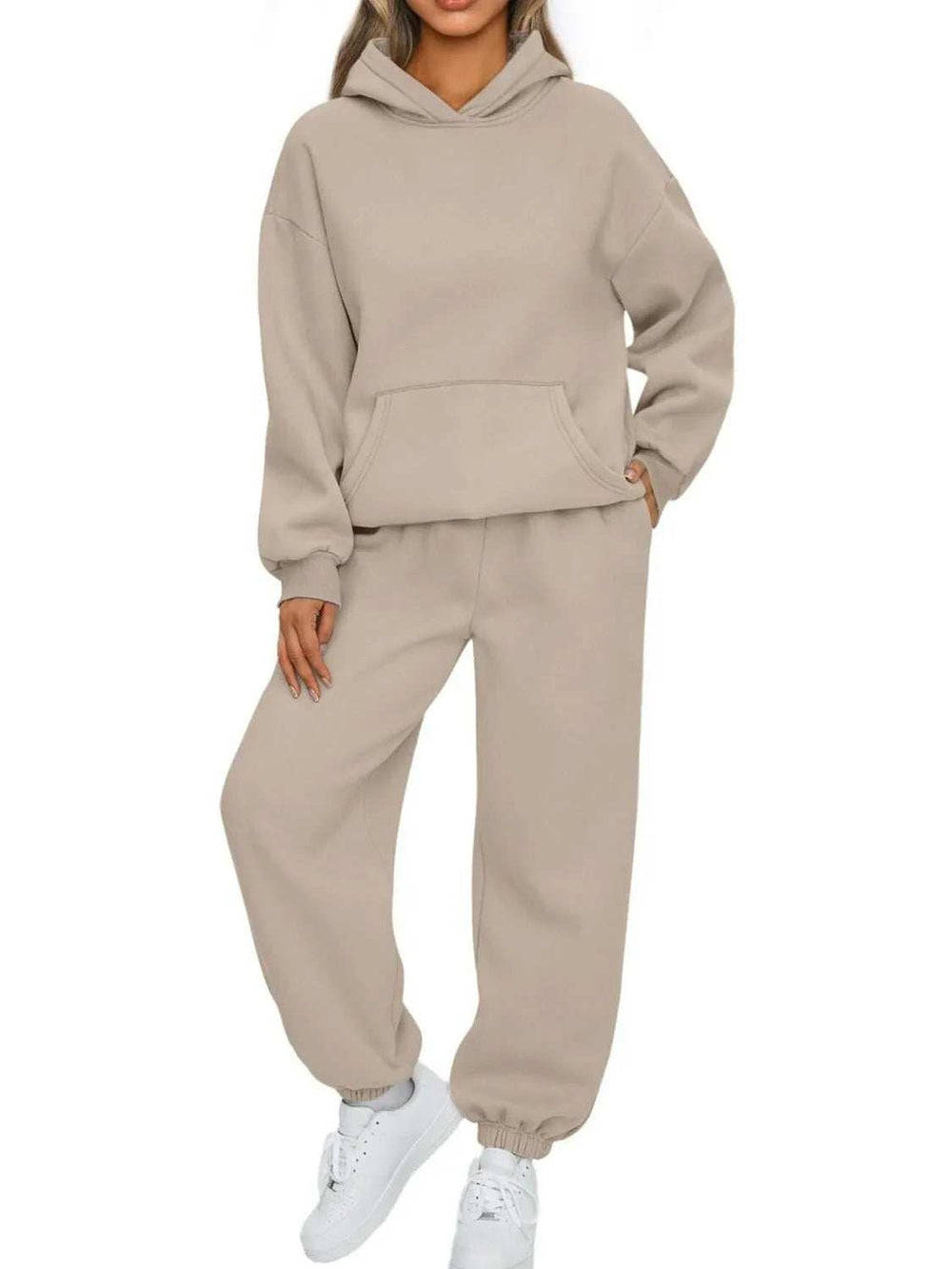 Full Size Kangaroo Pocket Hoodie and Joggers Set Plus Size - Trendsi - Flyclothing LLC