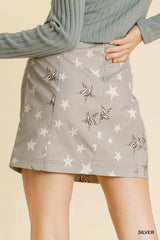 Umgee Animal Star Print Skirt with Back Zipper Closure - Trendsi - Flyclothing LLC