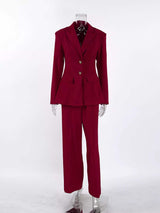 Single-Breasted Blazer and Wide-Leg Pants Set - Trendsi - Flyclothing LLC