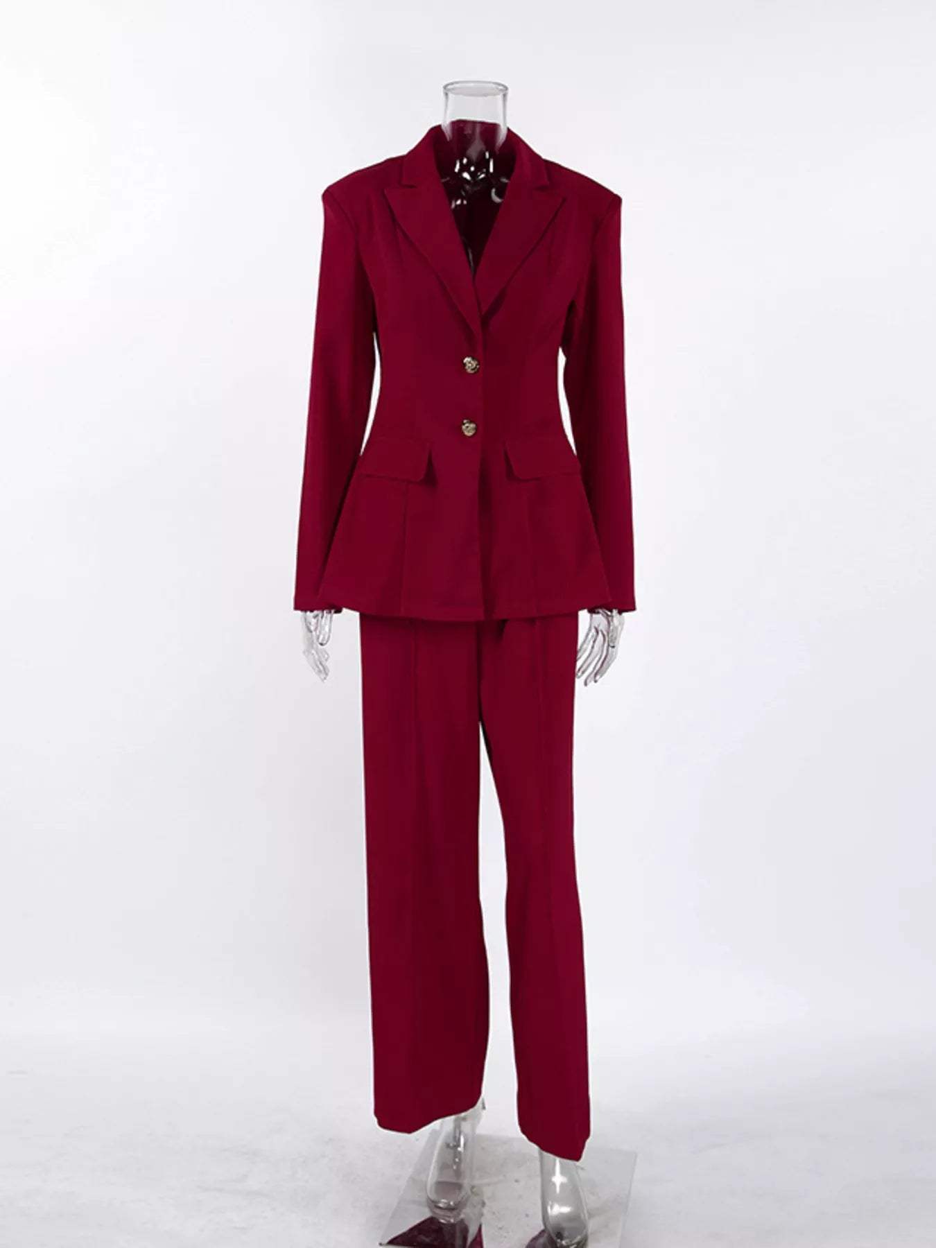 Single-Breasted Blazer and Wide-Leg Pants Set - Trendsi - Flyclothing LLC