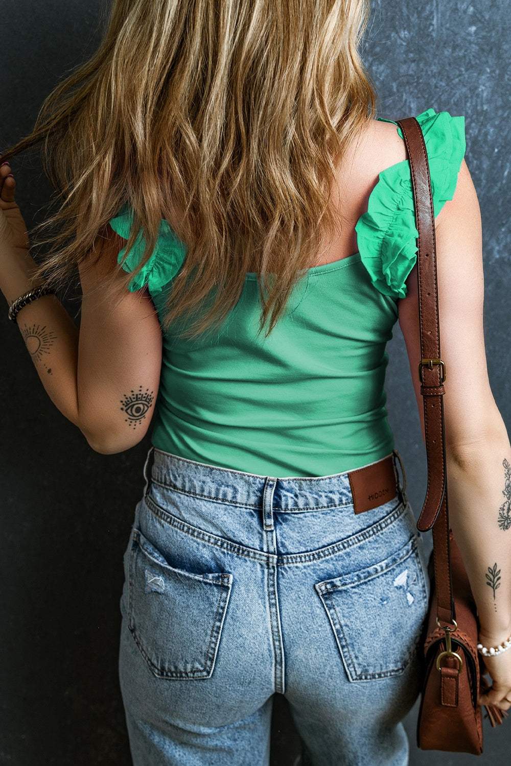 Ruffled Round Neck Tank - Trendsi - Flyclothing LLC
