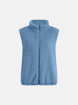 Full Size Fuzzy Zip Up Vest Coat with Pockets - Trendsi - Flyclothing LLC