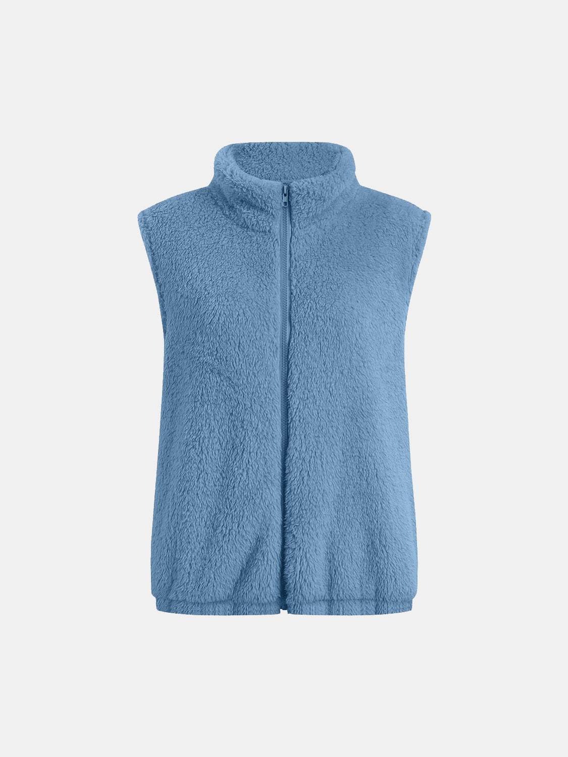 Full Size Fuzzy Zip Up Vest Coat with Pockets - Trendsi - Flyclothing LLC