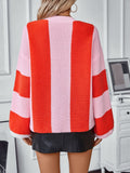 Color Block Round Neck Long Sleeve Sweater - Trendsi