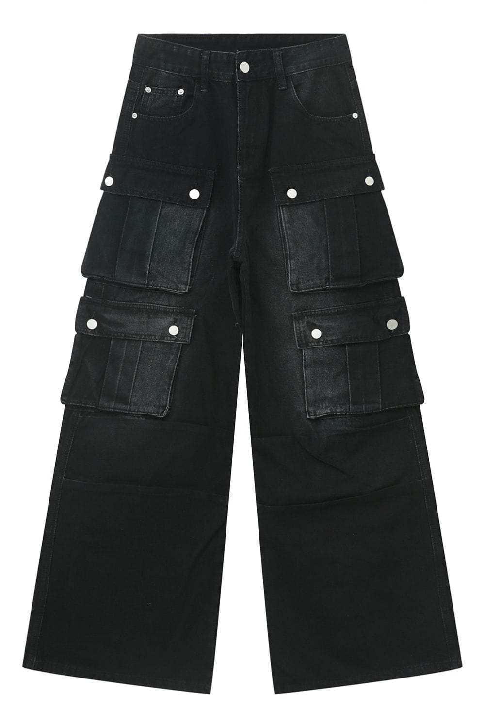 Multi-Pocket Cargo Wide-Leg Jeans - Trendsi - Flyclothing LLC