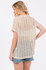 Ces Femme See Through Crochet Mock Neck Cover Up - Trendsi