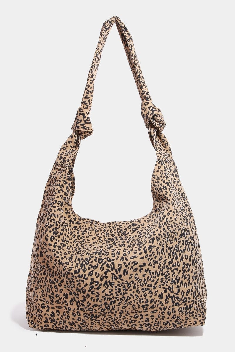Fame Leopard Knotted Strap Shoulder Bag - Trendsi