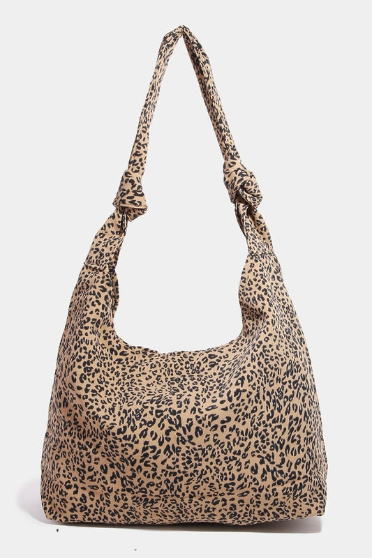 Fame Leopard Knotted Strap Shoulder Bag - Trendsi