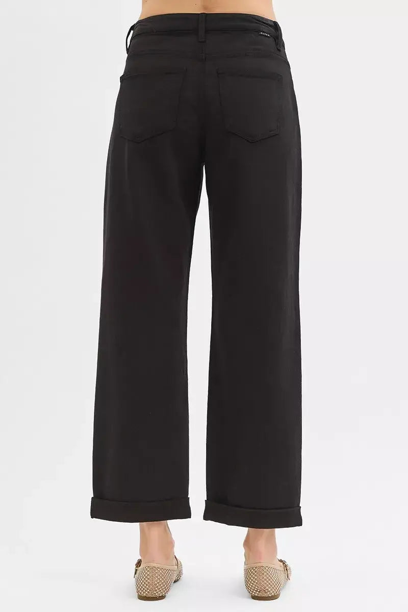 RISEN Tummy Control Mid Rise Ankle Barrel Relaxed Baggy - Trendsi - Flyclothing LLC
