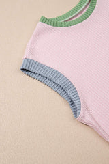 Contrast Trim Round Neck Cap Sleeve Top - Trendsi - Flyclothing LLC