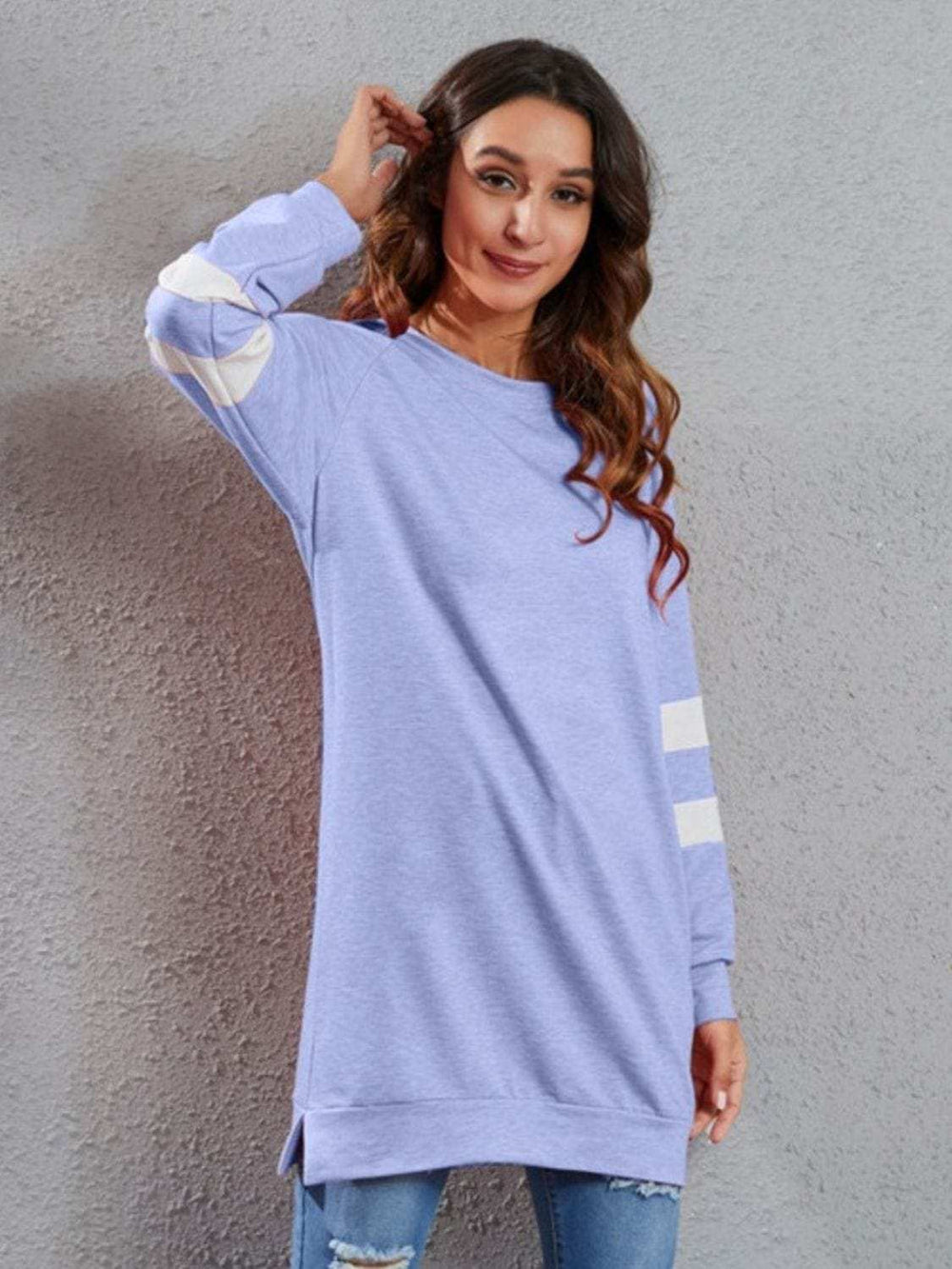 Full Size Striped Round Neck Long Sleeve T-Shirt - Trendsi - Flyclothing LLC