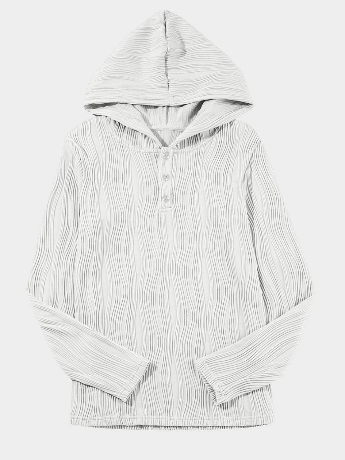 Textured Long Sleeve Hoodie - Trendsi - Flyclothing LLC