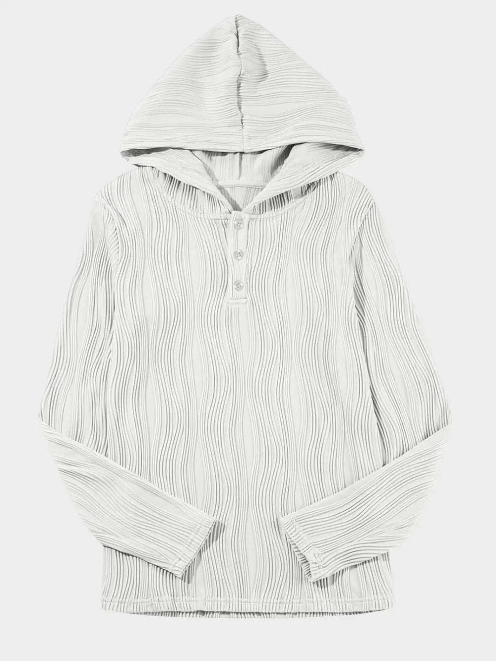 Textured Long Sleeve Hoodie - Trendsi - Flyclothing LLC