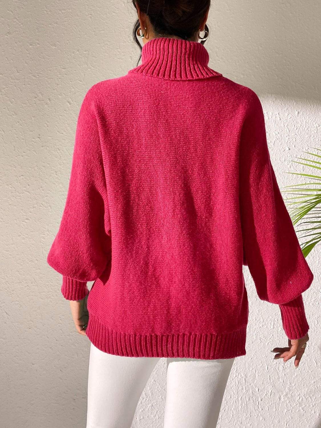 Heart Turtleneck Long Sleeve Sweater - Trendsi - Flyclothing LLC