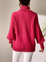 Heart Turtleneck Long Sleeve Sweater - Trendsi - Flyclothing LLC
