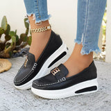Metal Buckle Round Toe Slip-Ons - Trendsi - Flyclothing LLC