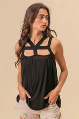BiBi Rayon Span Jersey Cut Out with Straps Detailed - Trendsi - Flyclothing LLC