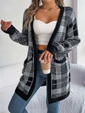 Plaid Open Front Long Sleeve Cardigan - Trendsi - Flyclothing LLC