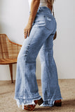 Raw Hem Bootcut Jeans with Pockets - Trendsi