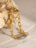 Two-Tone Stainless Steel Chain Bracelet - Trendsi
