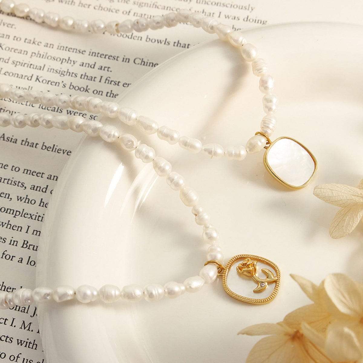 18K Gold-Plated Freshwater Pearl Necklace - Trendsi - Flyclothing LLC