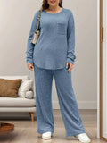Round Neck Long Sleeve Top and Pants Set - Trendsi - Flyclothing LLC