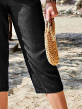 Pocketed Elastic Waist Capris - Trendsi - Flyclothing LLC