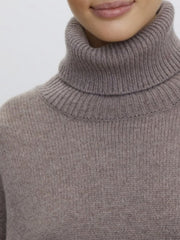 Ribbed Detail Turtleneck Dropped Shoulder Sweater - Trendsi