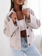 Button-Down Long Sleeve Outerwear - Trendsi - Flyclothing LLC
