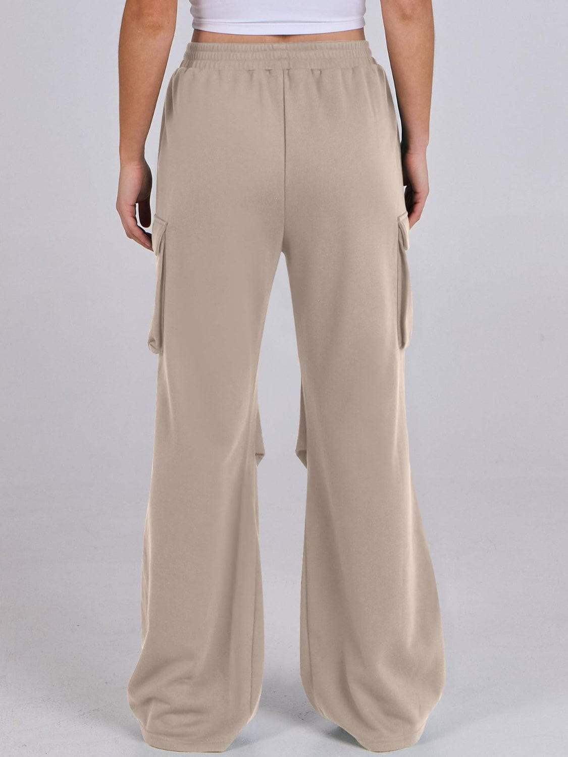 Elastic Waist Wide Leg Pants with Pockets - Trendsi - Flyclothing LLC