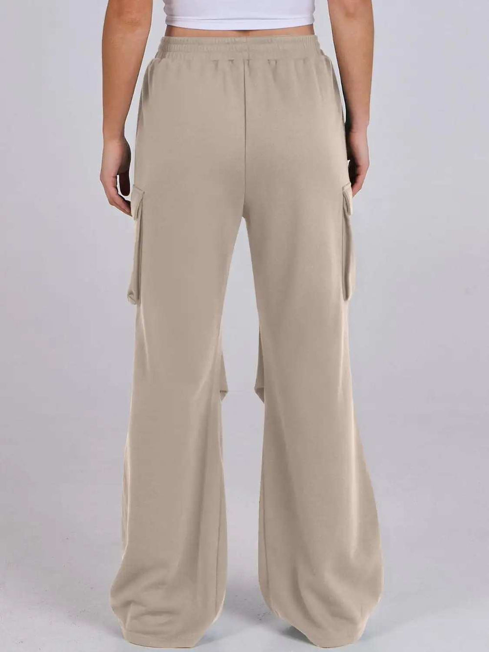 Elastic Waist Wide Leg Pants with Pockets - Trendsi - Flyclothing LLC