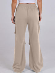 Elastic Waist Wide Leg Pants with Pockets - Trendsi