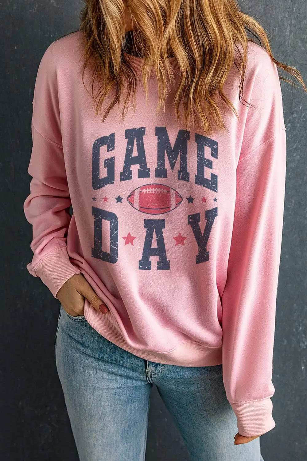 GAME DAY Round Neck Long Sleeve Sweatshirt - Trendsi - Flyclothing LLC