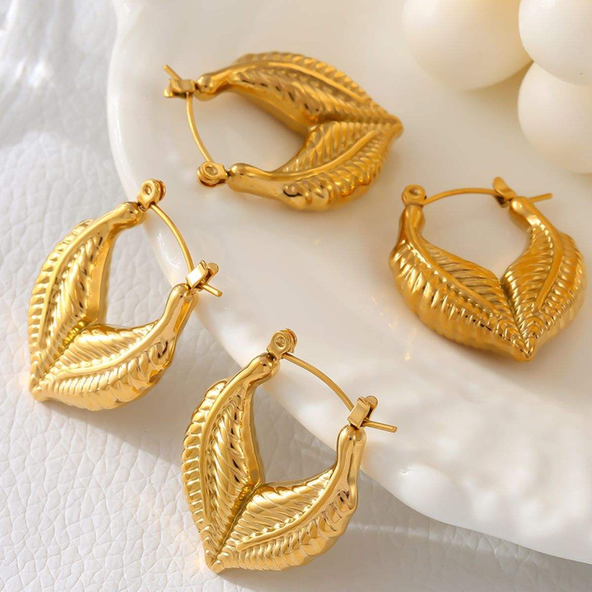 Titanium Steel Leaf Shape Earrings - Trendsi - Flyclothing LLC