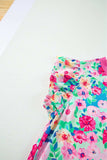 Ruffled Printed Round Neck Cap Sleeve Mini Dress - Trendsi - Flyclothing LLC