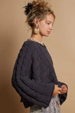 POL Round Neck Cable Knit Cropped Sweater - Trendsi