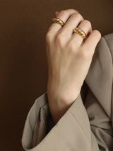 Ribbed Titanium Steel Ring - Trendsi - Flyclothing LLC