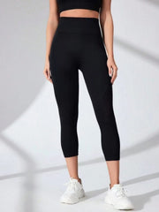 High Waist Cropped Active Leggings - Trendsi