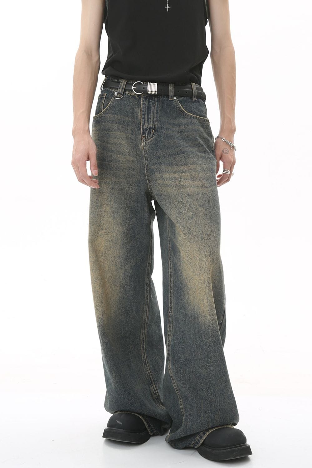 Men's Wide Leg Jeans with Pockets - Trendsi