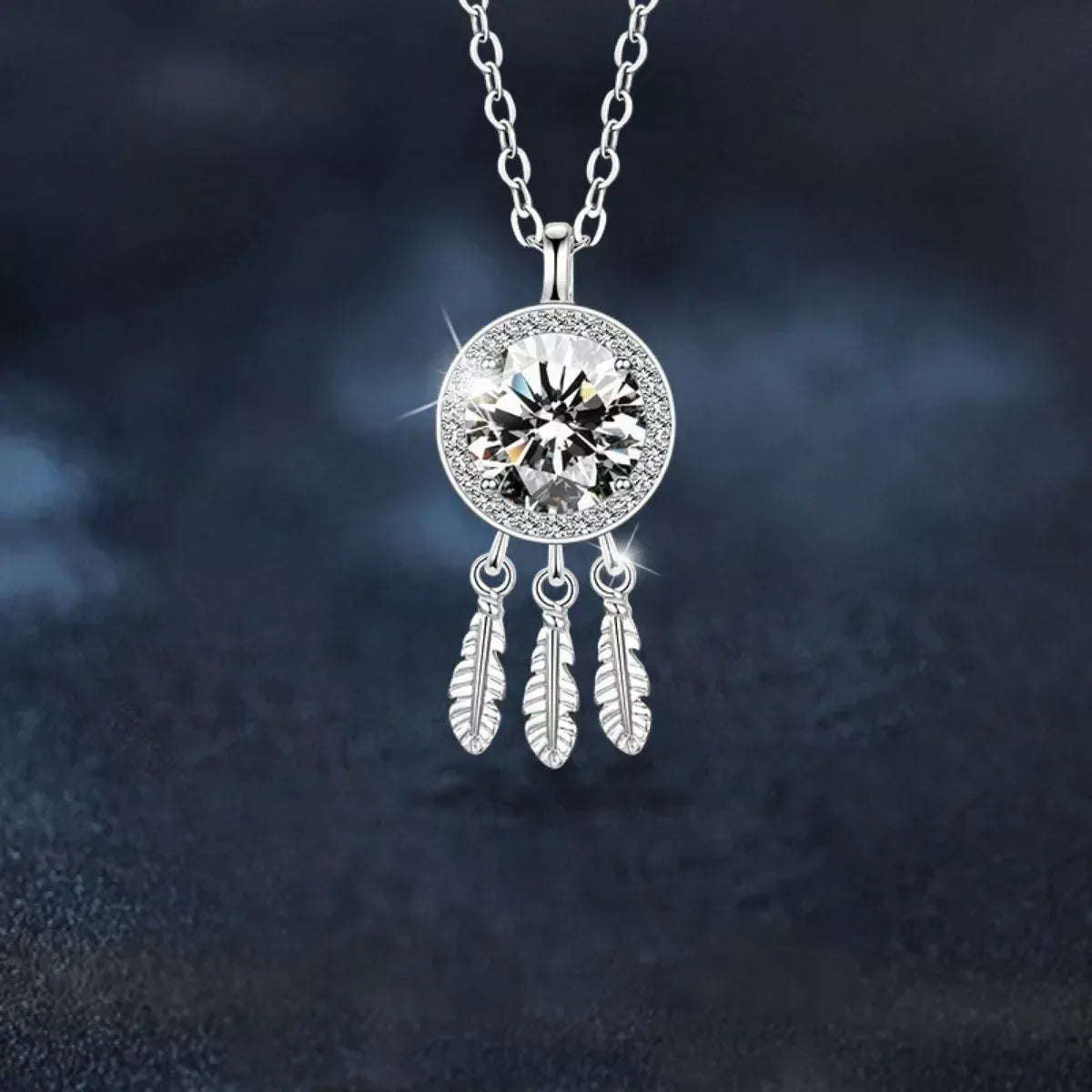 1 Carat Moissanite 925 Sterling Silver Dreamcatcher Pendant Necklace - Trendsi - Flyclothing LLC